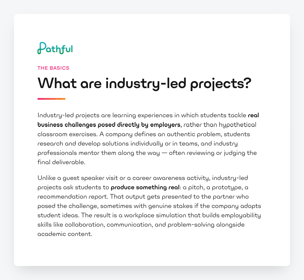 The basics: what are industry-led projects?