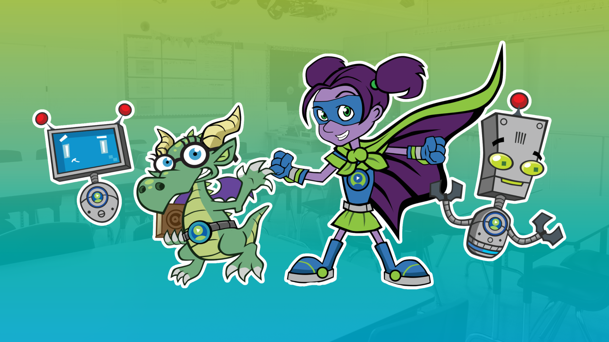 Pathful Junior's Career Crew characters: Zuri, Fact Dragon, Volt, and Beep 9