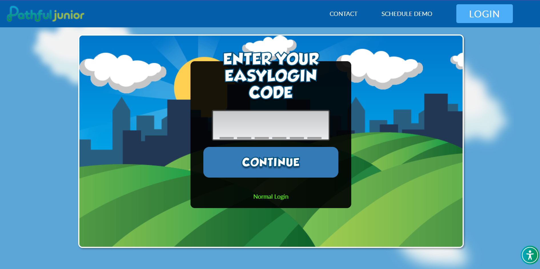 The Pathful Junior Easy Login screen, where students enter a short code instead of a username and password