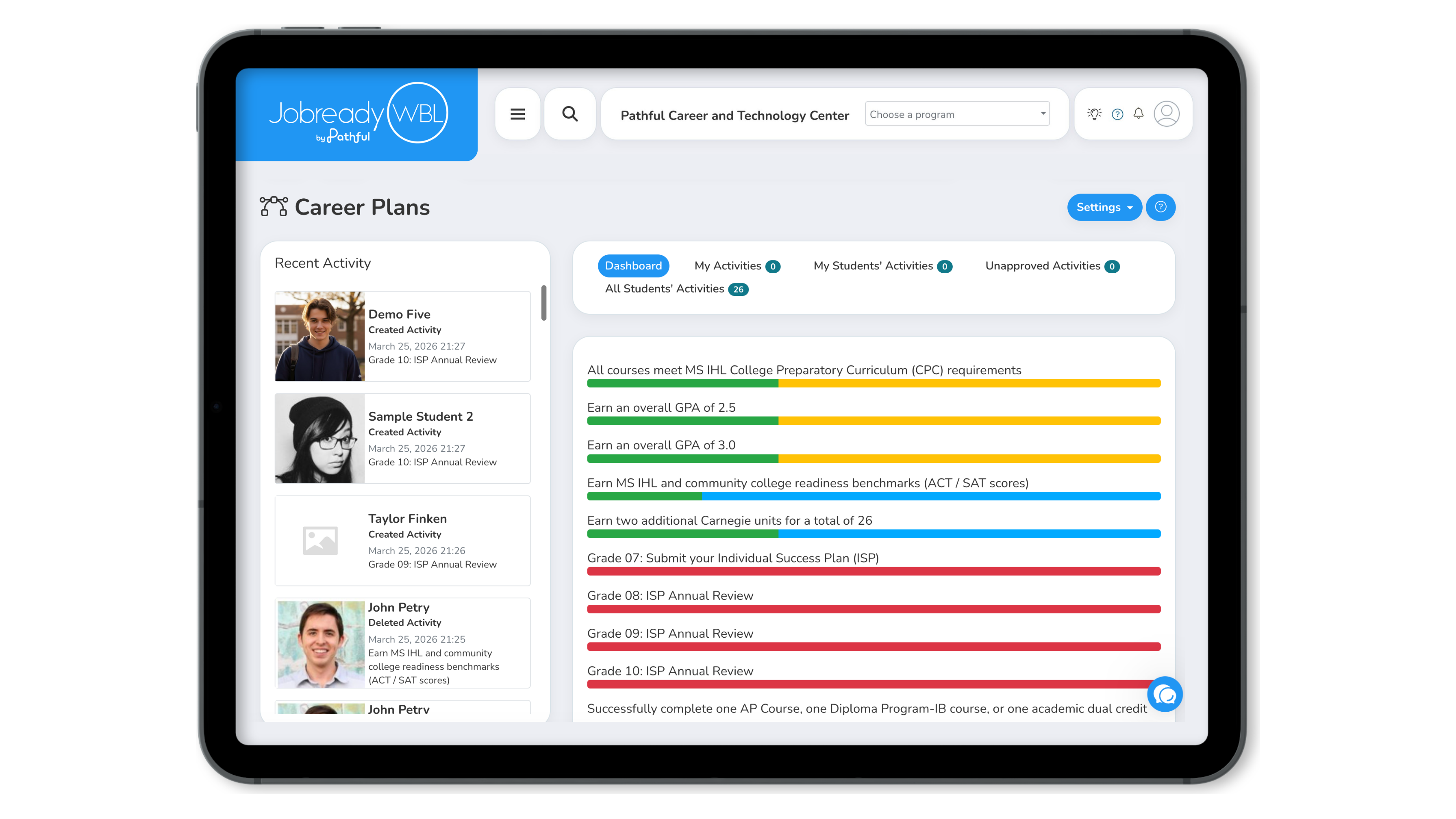 Jobready CTE and WBL management dashboard